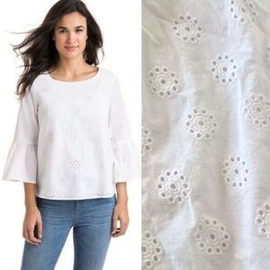 Urban Romantics Boho Blouse Eyelet Bell Sleeve Cotton Cottage Size Small